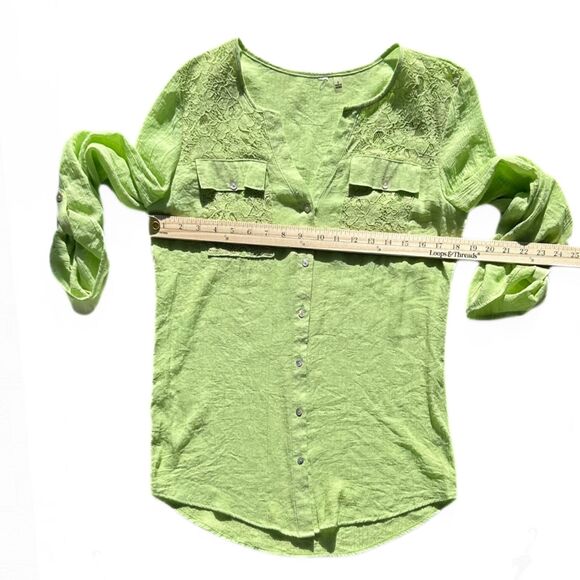 NY Collection Coastal Summertime Top Light Green Breathable Women’s Blouse S - Picture 5 of 7